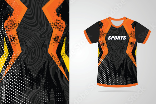 Sport jersey design fabric textile for sublimation in black and orange color