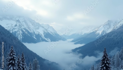  Majestic mountain peaks under a cloudy sky