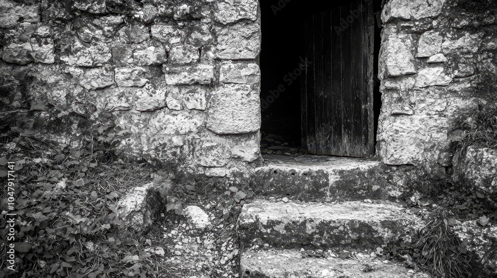 Dark Entrance at Ancient Stone Steps Dark Entrance at Ancient Stone Steps
