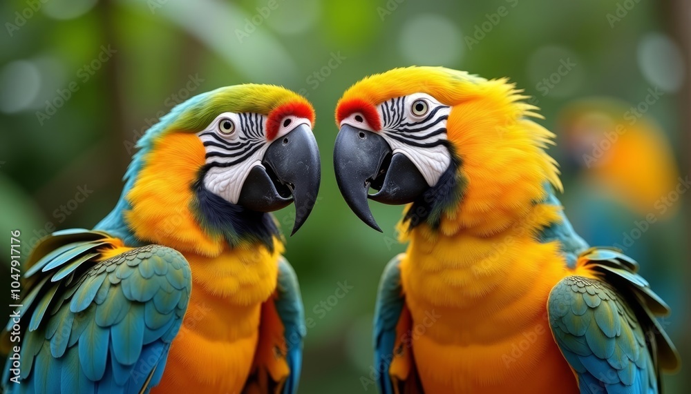 Obraz premium Parrots in a tropical embrace