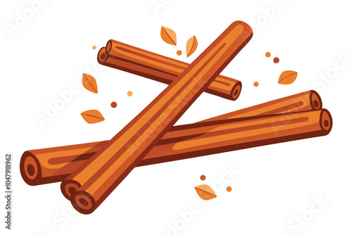 Falling Cinnamon Sticks Isolated on White Background Dynamic Spice Display in Motion.