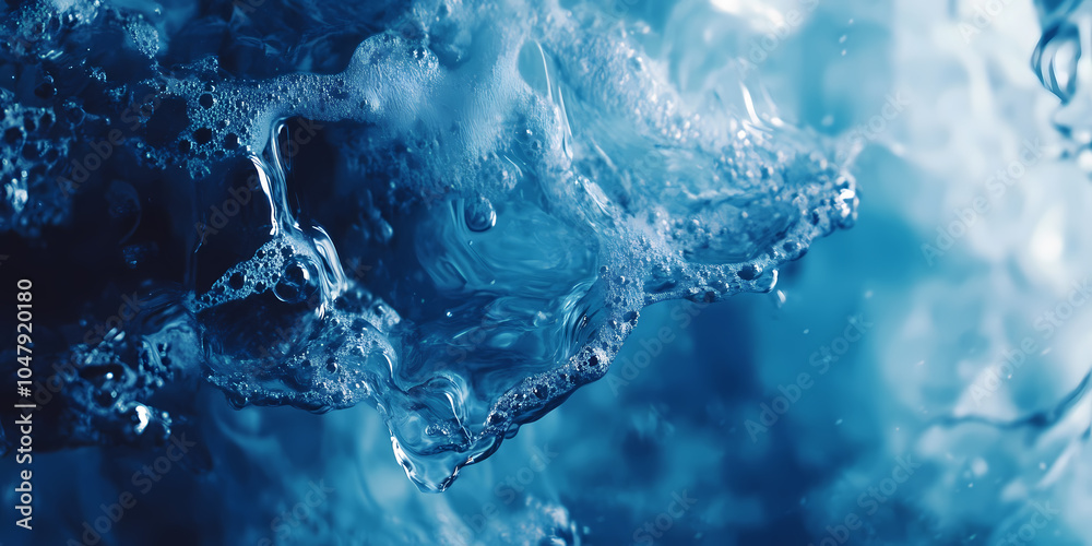 Abstract flowing blue liquid background with glowing light effects