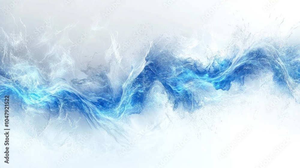 Elegant cold season abstract design with delicate ice patterns and glowing blue light, isolated on white Elegant cold season abstract design with delicate ice patterns and glowing blue light, isolated on white