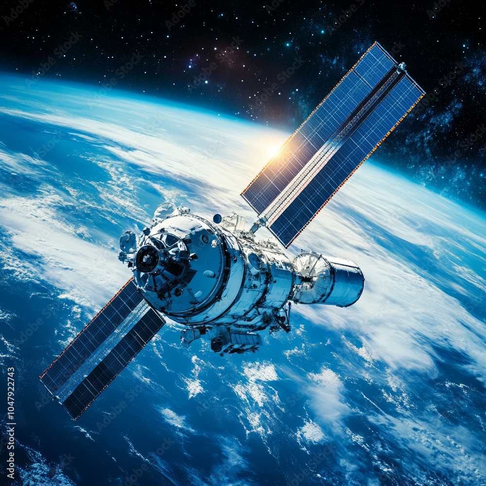 Fototapeta premium satellite dish and earth