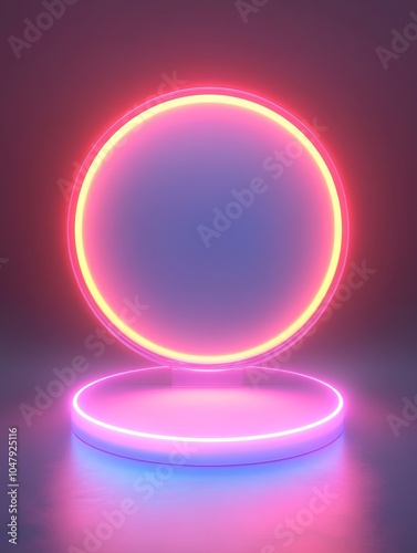 Vibrant neon circular display with glowing edges for futuristic visual presentations and creative designs