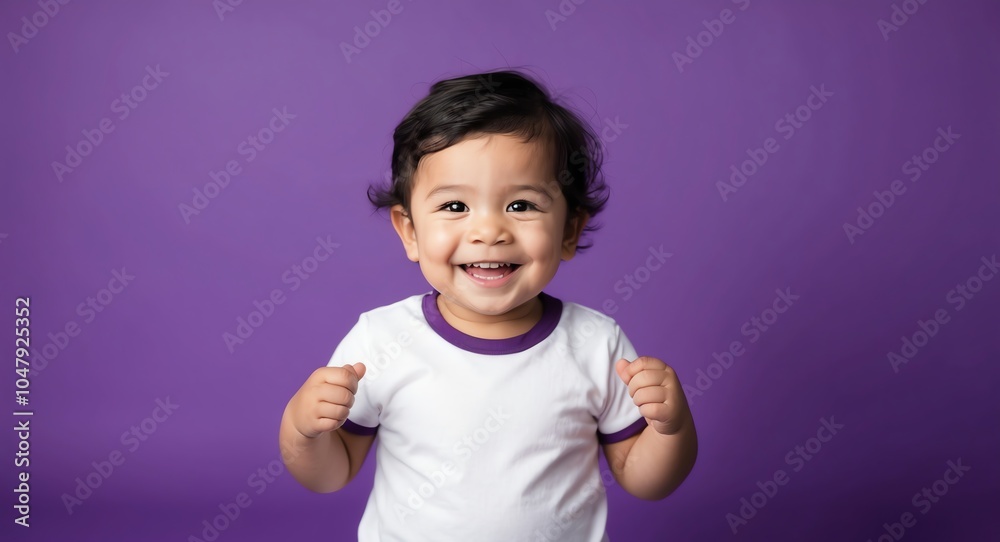 hispanic latino toddler boy purple background wearing plain white tshirt smiling happy portrait hispanic latino toddler boy purple background wearing plain white tshirt smiling happy portrait