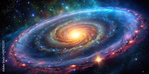 Spiral galaxy with stars and nebulae in space