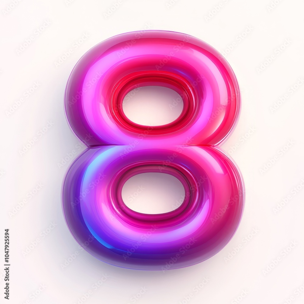 A glossy, colorful number 8 with a gradient effect on a white background. A glossy, colorful number 8 with a gradient effect on a white background.