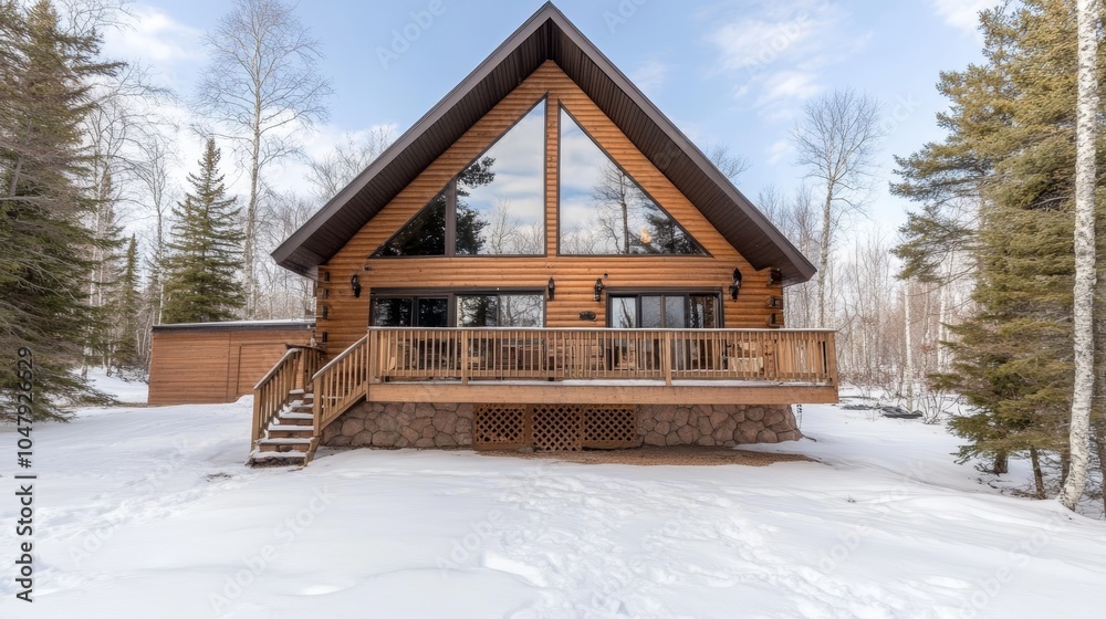Idyllic wooden cabin getaway, embrace rustic charm and modern elegance in the heart of nature