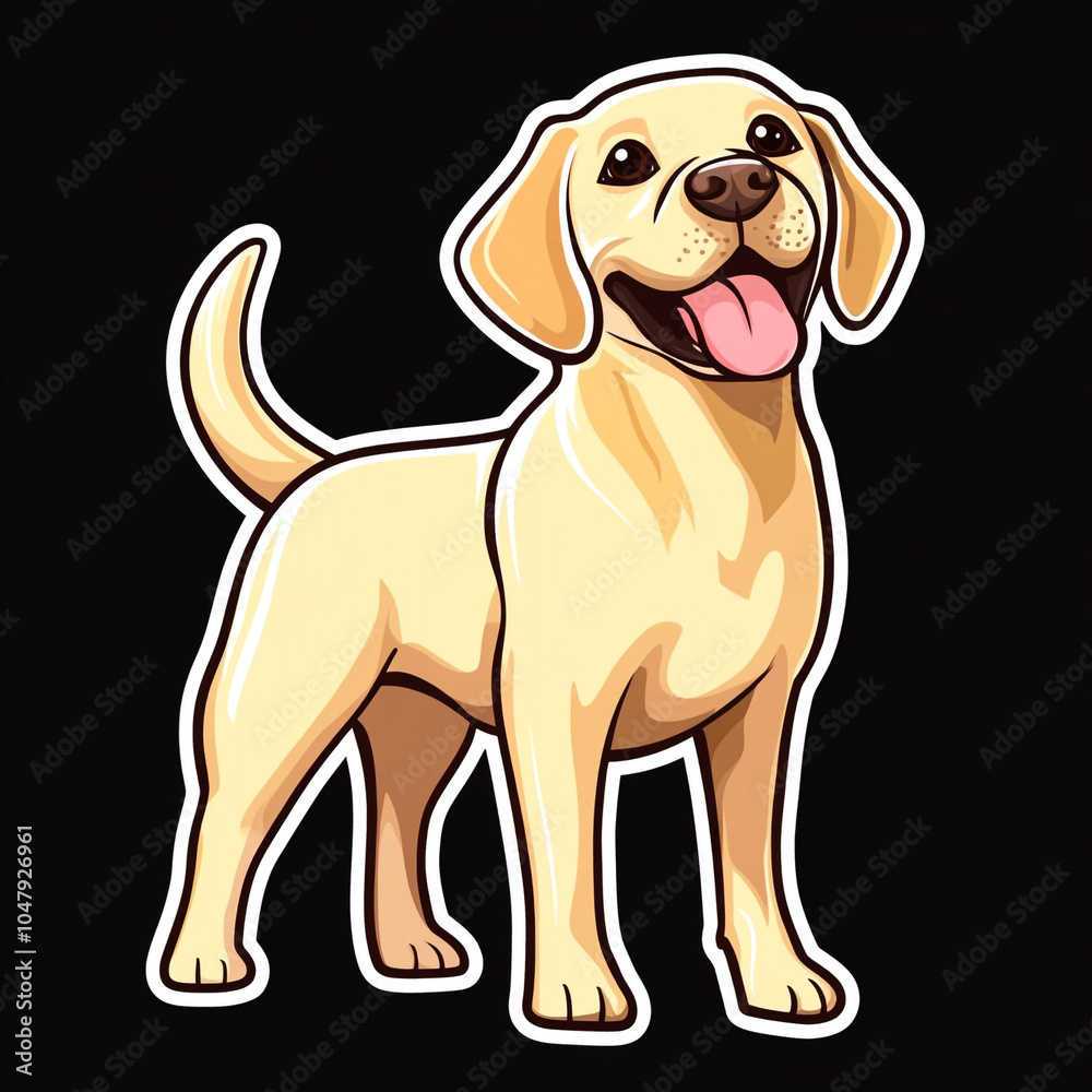 Labrador Retriever Dog Wagging Tail Cute Kawaii Style Stock Photo