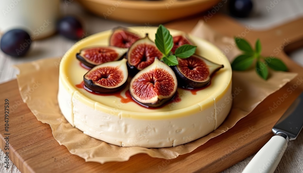 Delicious fig tart with a creamy filling ready to be savored Delicious fig tart with a creamy filling ready to be savored