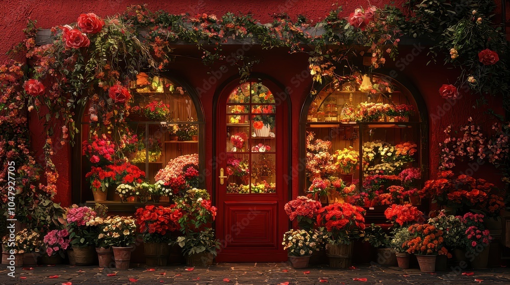 Charming Romantic Flower Shop with Arched Windows Charming Romantic Flower Shop with Arched Windows