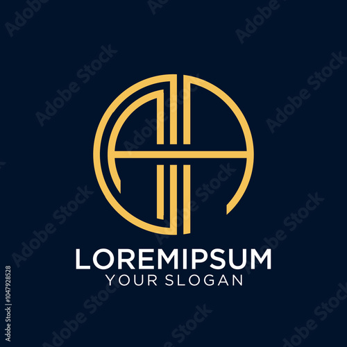  Stylized Circular Monogram HH/HM Logo