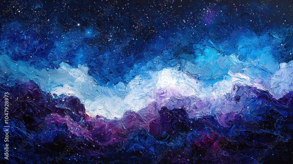 Fototapeta premium Starry Night Sky with Twinkling Stars and Deep Blues