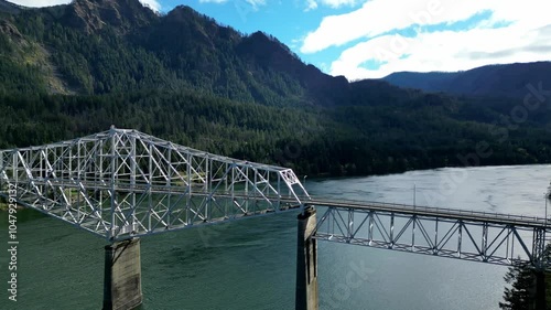 Aerial Shot of Bridge of the Gods | Cascade Locks, Oregon