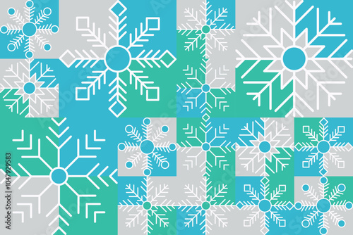 Winter abstract background, snowflake pattern background, seamless abstract winter background.