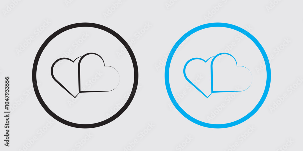 Double and two favorite Heart icon. Heart icon shape on a white background. vector illustration. Double and two favorite Heart icon. Heart icon shape on a white background. vector illustration.