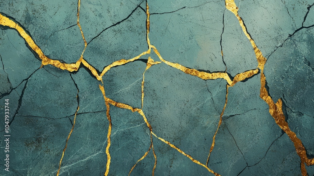 Obraz premium Abstract background with cracked surface with golden lines.
