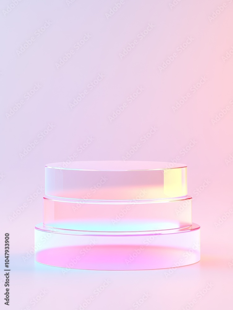 Stylish transparent display pedestal with soft gradient lighting for showcase and presentation purposes Stylish transparent display pedestal with soft gradient lighting for showcase and presentation purposes