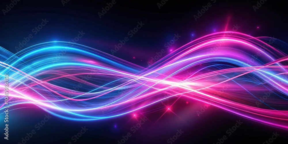Abstract Digital Art with Glowing Pink and Blue Waves on a Dark Background Abstract Digital Art with Glowing Pink and Blue Waves on a Dark Background