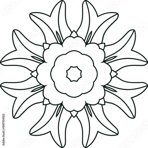 Flower Mandala Art for Kids Circular Pattern in Form of Mandala With Flower for Henna, Mehndi, Tattoo, Decoration Decorative Ornament in Ethnic Oriental Style.