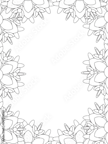 All these designs are hand-drawn and unique Flower Border is a Beautiful black-and-white illustration for aadult coloring book, This is a printable Beautiful Zentangle Coloring page for KDP Interior,