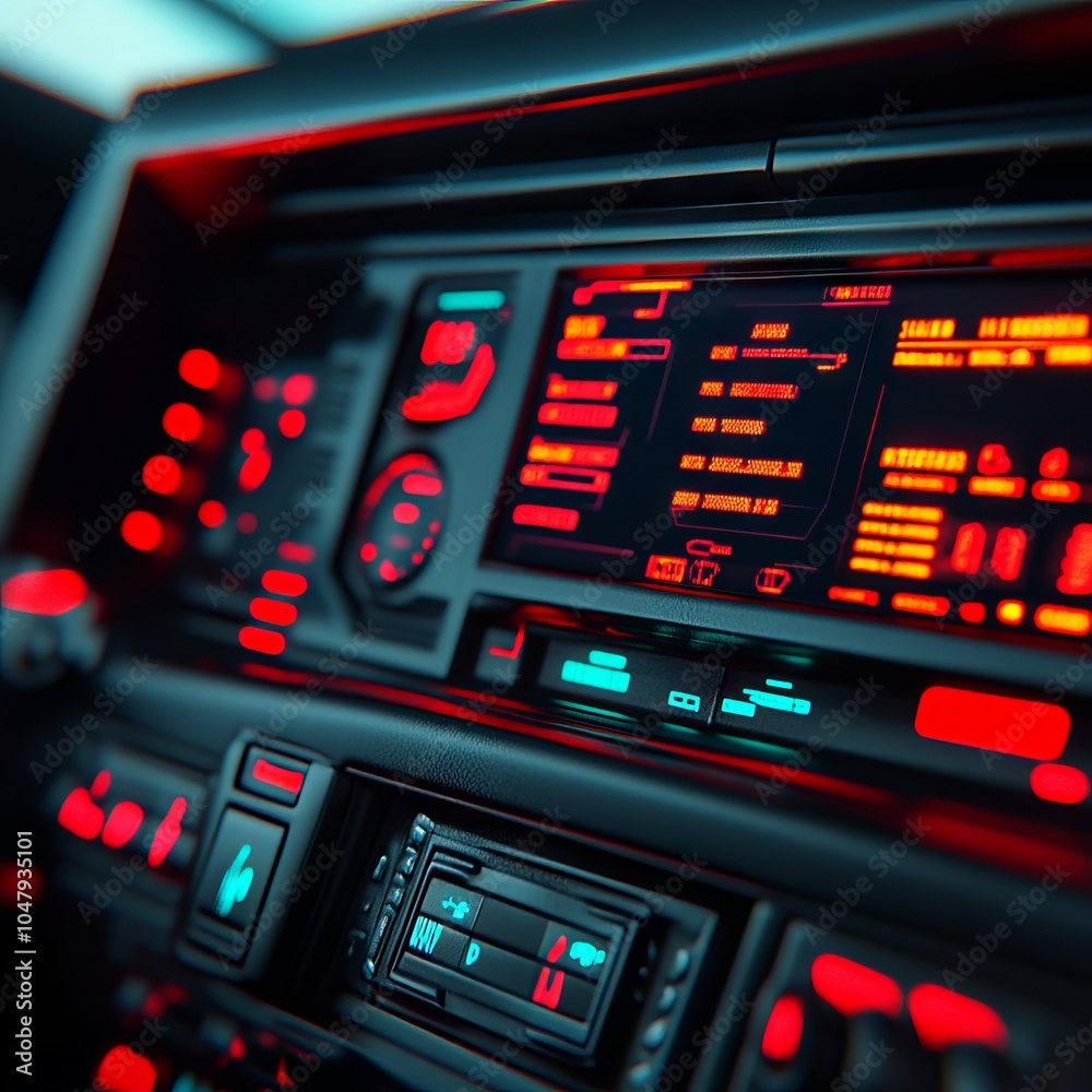Futuristic control panel with glowing interfaces and digital displays. Futuristic control panel with glowing interfaces and digital displays.