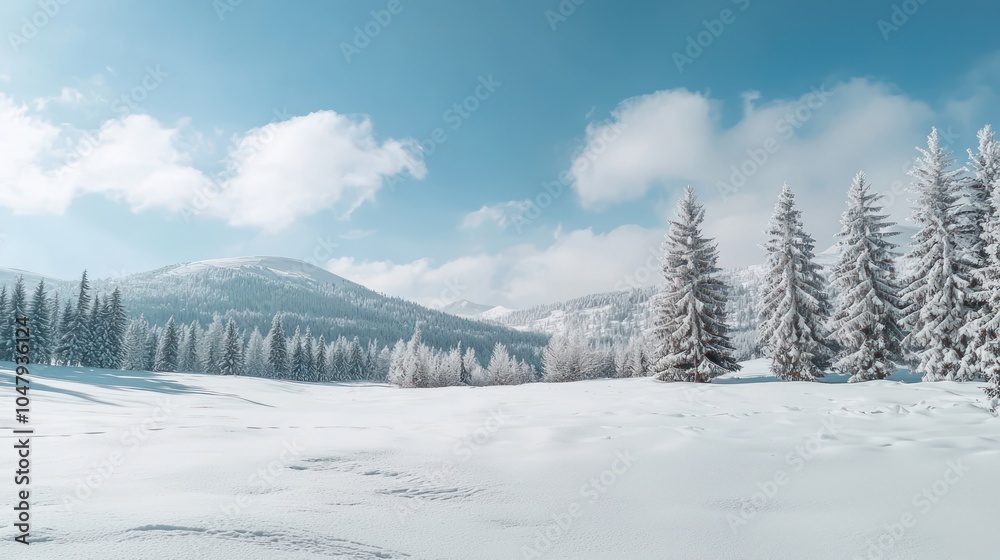 Obraz premium Panoramic Winter Background with Copy Space