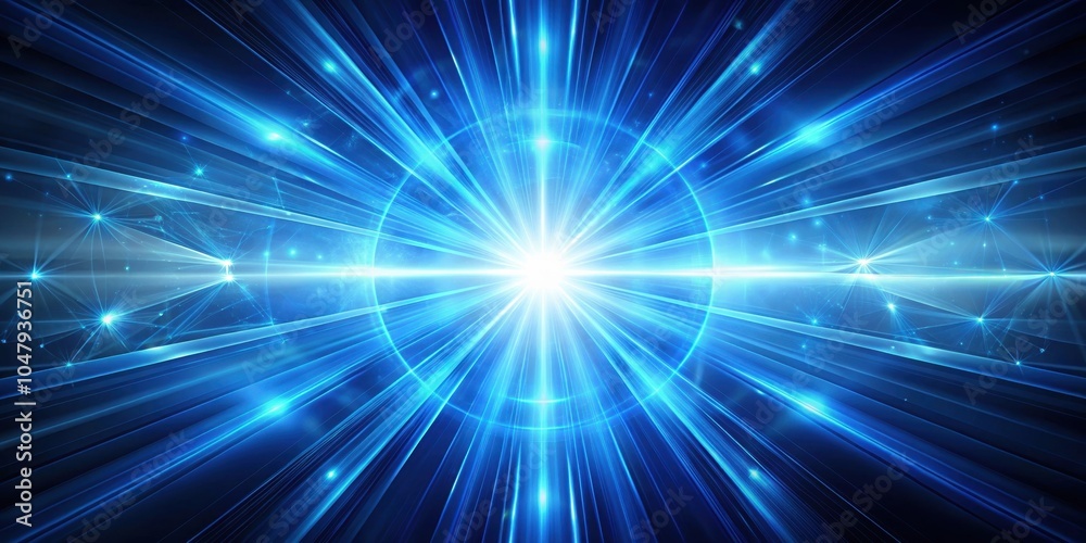 Abstract Blue Light Rays Radiating from a Glowing Center with Starburst Patterns Abstract Blue Light Rays Radiating from a Glowing Center with Starburst Patterns