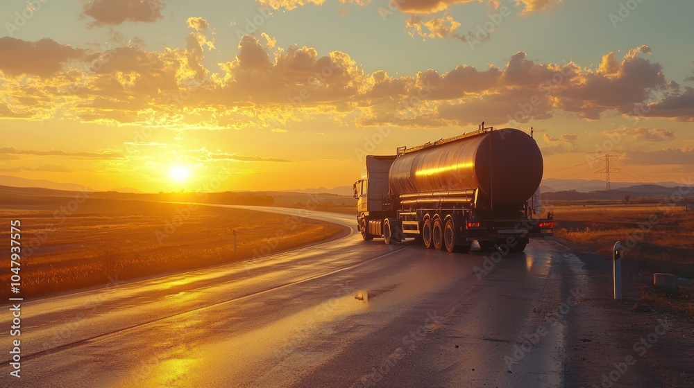 Fototapeta premium American Style Truck on Freeway