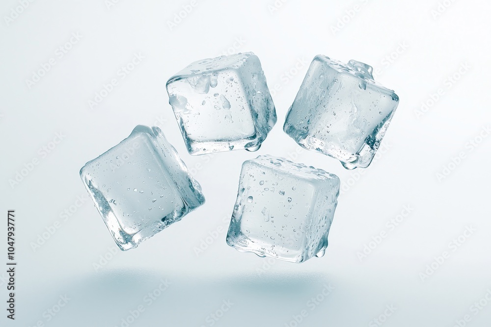 Refreshing Ice Cubes Crystal Clear Motion in Cool Blue Minimalist Beverage Concept Refreshing Ice Cubes Crystal Clear Motion in Cool Blue Minimalist Beverage Concept