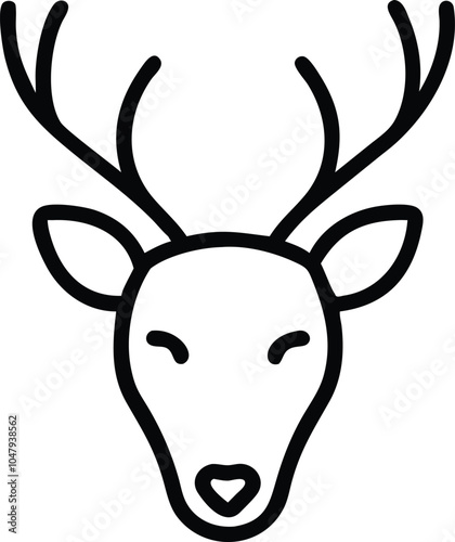 Deer head vector Art, Icon, Logo and Graphics. Deer head outline and line art illustration design. Lion head black and white. photo