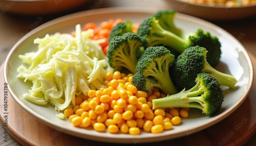  A vibrant salad of broccoli corn and shredded cabbage