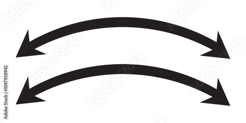 Double Curved Long arrow icon set vector. Double long arrow vector. flat style Arrow symbol. vector illustration.