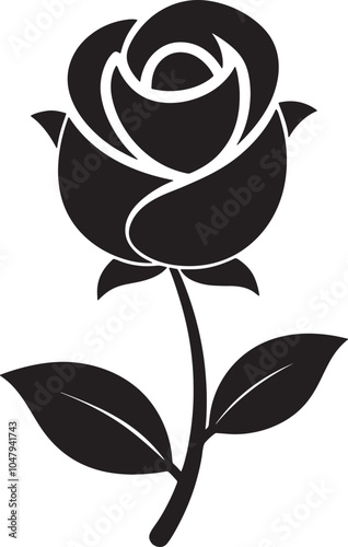 Silhouette of Rose flower vector art Illustration