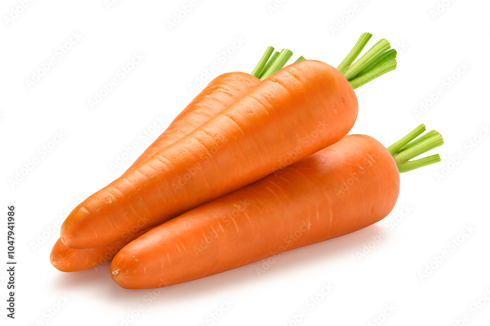 Fresh Carrots isolated on white background. Clipping path.