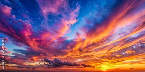 A Symphony of Color in the Evening Sky, Where Crimson and Gold Dance Across the Canvas of Clouds