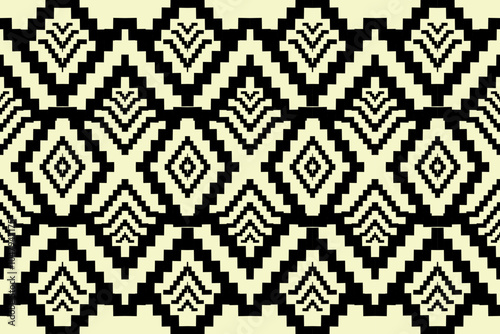 Ivory and Black Bold Tribal Diamond Pattern: Seamless Geometric Design for Modern Interiors and Textiles