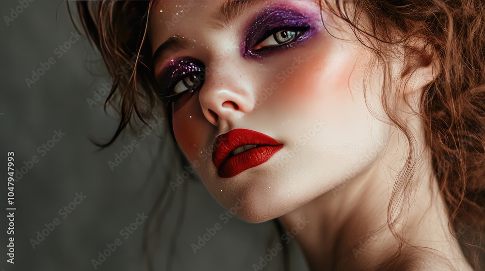 Fototapeta premium Glamorous Beauty Portrait with Colorful Makeup