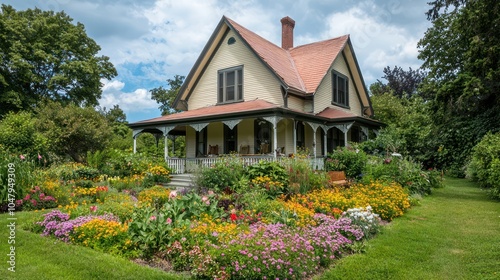 Classic House with Flower Garden