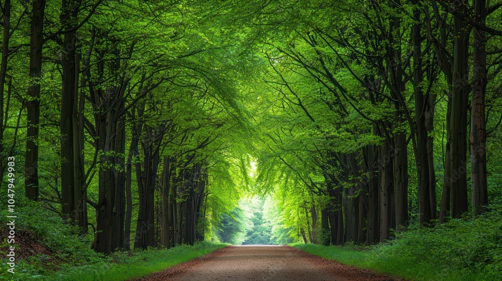 Obraz premium Spring Beech Forest Walkway