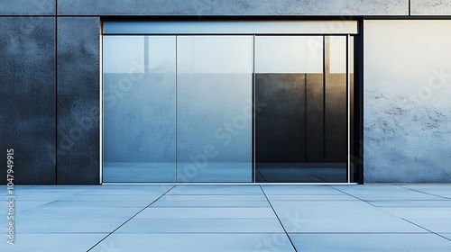 Modern glass entrance with a sleek design and minimalist aesthetic.