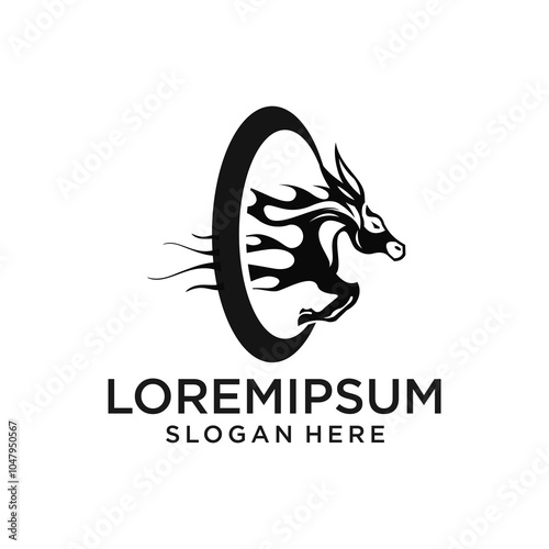 Black and White Leaping Gazelle Logo