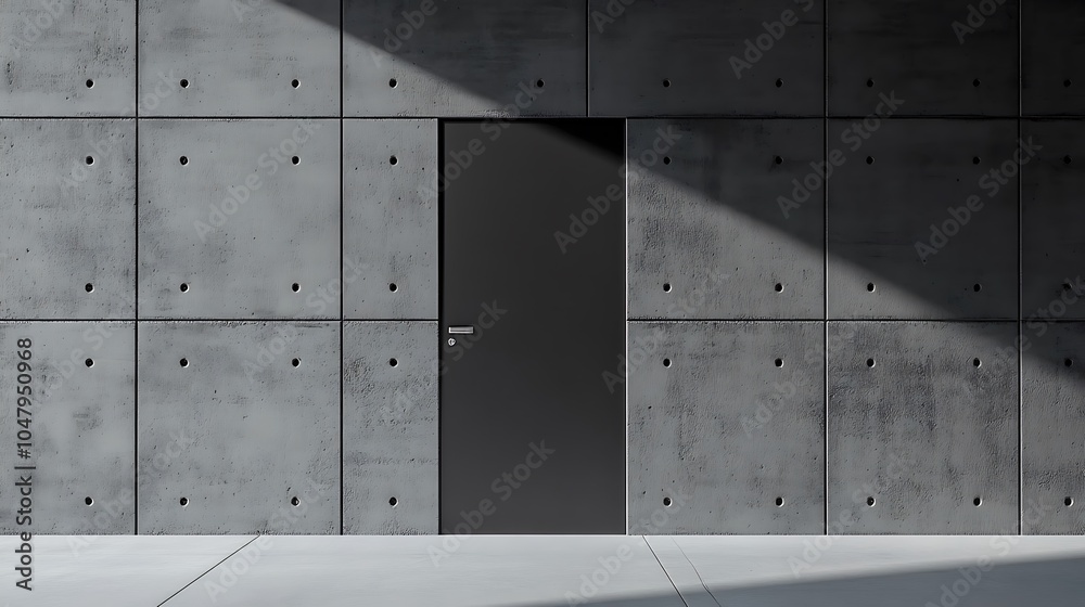 A minimalist door set against a textured concrete wall, emphasizing simplicity and design. A minimalist door set against a textured concrete wall, emphasizing simplicity and design.