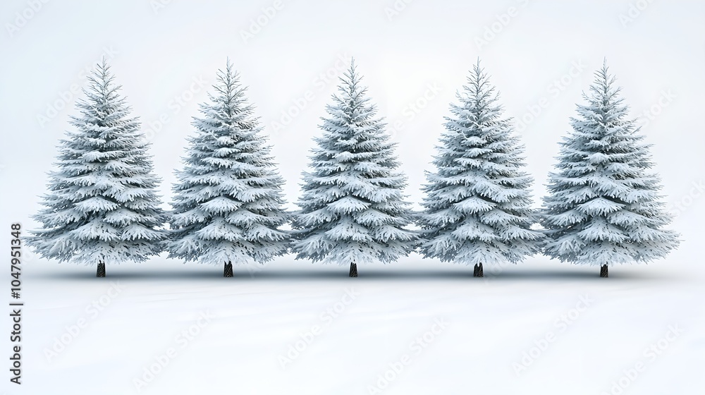 Snow Dusted Pine Trees Under Gentle Winter Light Snow Dusted Pine Trees Under Gentle Winter Light