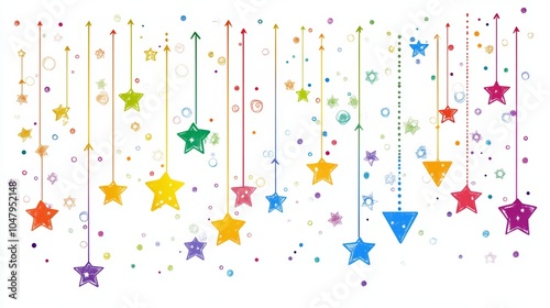 Wallpaper Mural Colorful Hand Drawn Stars with Arrows and Dots Background Design Torontodigital.ca