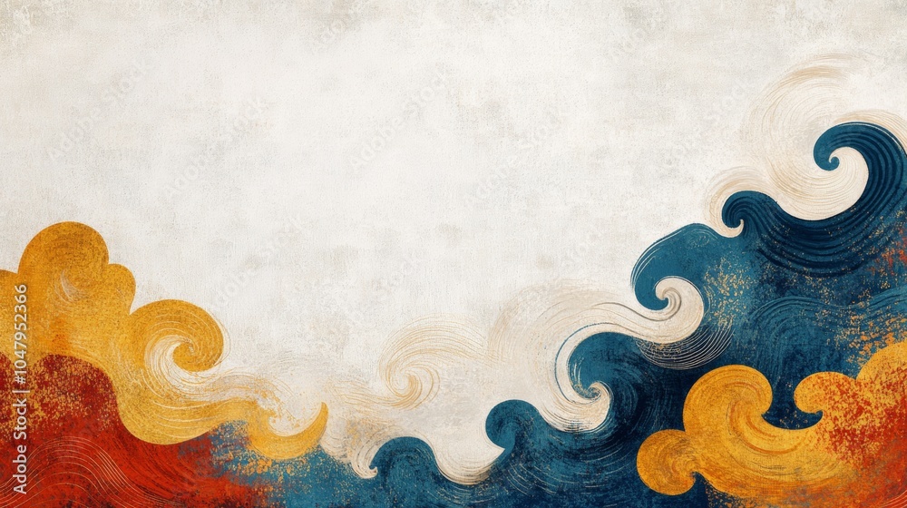Abstract Watercolor Wave Pattern Background with Gold and Blue Swirls Abstract Watercolor Wave Pattern Background with Gold and Blue Swirls