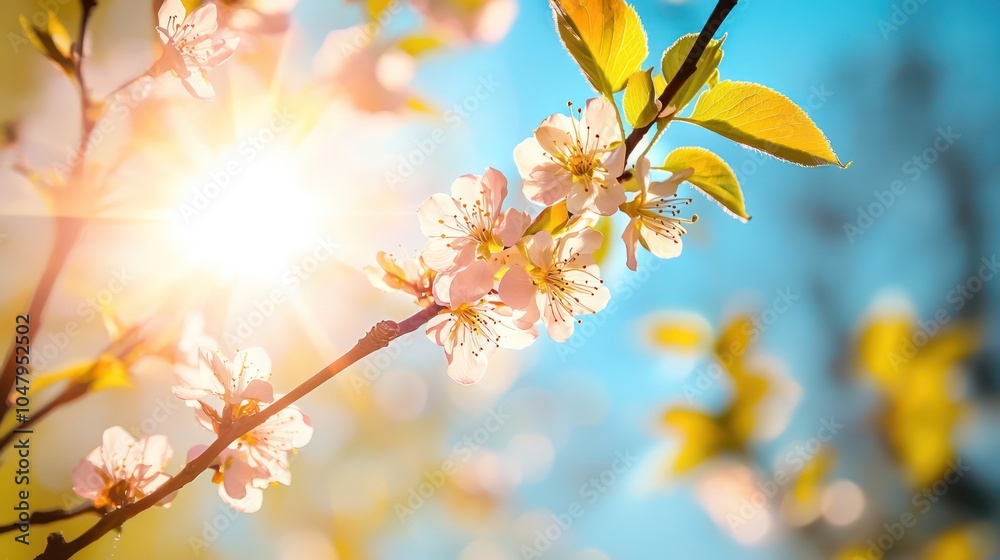 Spring Flower and Flying Butterfly Spring Flower and Flying Butterfly