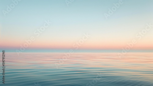Calm Ocean Surface with Pastel Sunset Sky