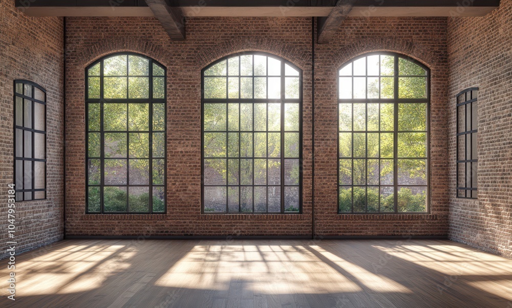 Sunlit Industrial Loft With Large Brick Windows Sunlit Industrial Loft With Large Brick Windows